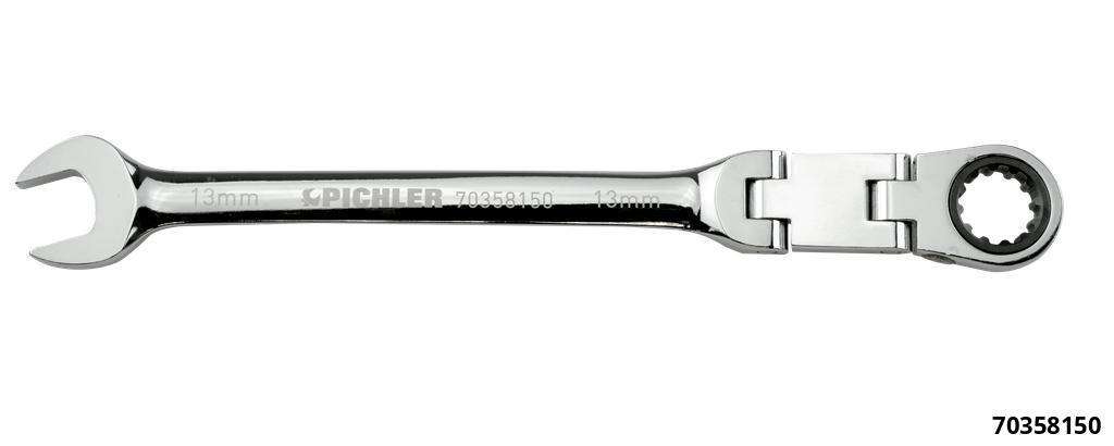 Double joint ratchet open-end wrench 13 mm, Fine-toothed, 120 teeth