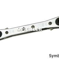 Double-ended ratchet ring spanner E profile "extra flat" E10 x E12