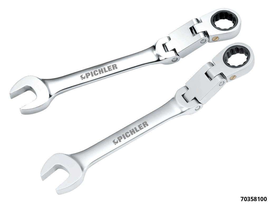 Jeu de clés mixtes à cliquet double articulation, 12 pcs.