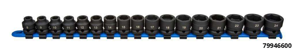 XS-Impact Stecknuss Set 1/2", extra kurz, 8-24 mm