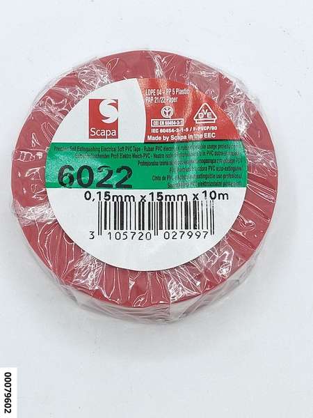 hansewerkzeug Isolierband "rot"  -30 bis 90 Grad 15mm breit 10 Meter