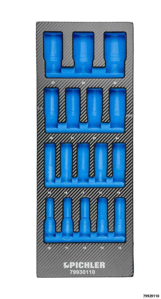 Einlage für 79930110 Steckschlüsseleinsätze 1/2" lang, 17-tlg 188x495x32 mm