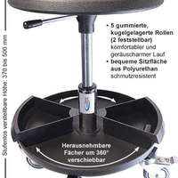 Montagehocker Sigma 400S Stahlbasis mit PU-Sitz und Ablagefach