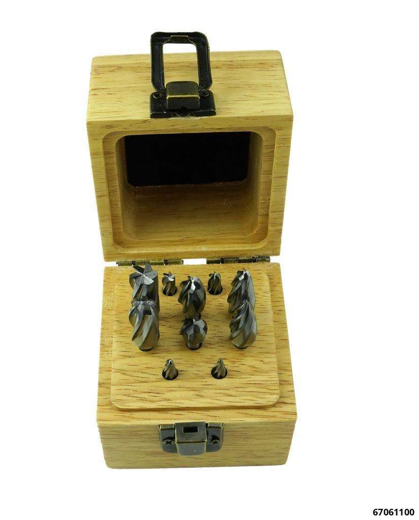 Hartmetall-Frässtifte-Set 10-tlg. mit Alu-Zahnung & 6 mm Schaftdurchmesser