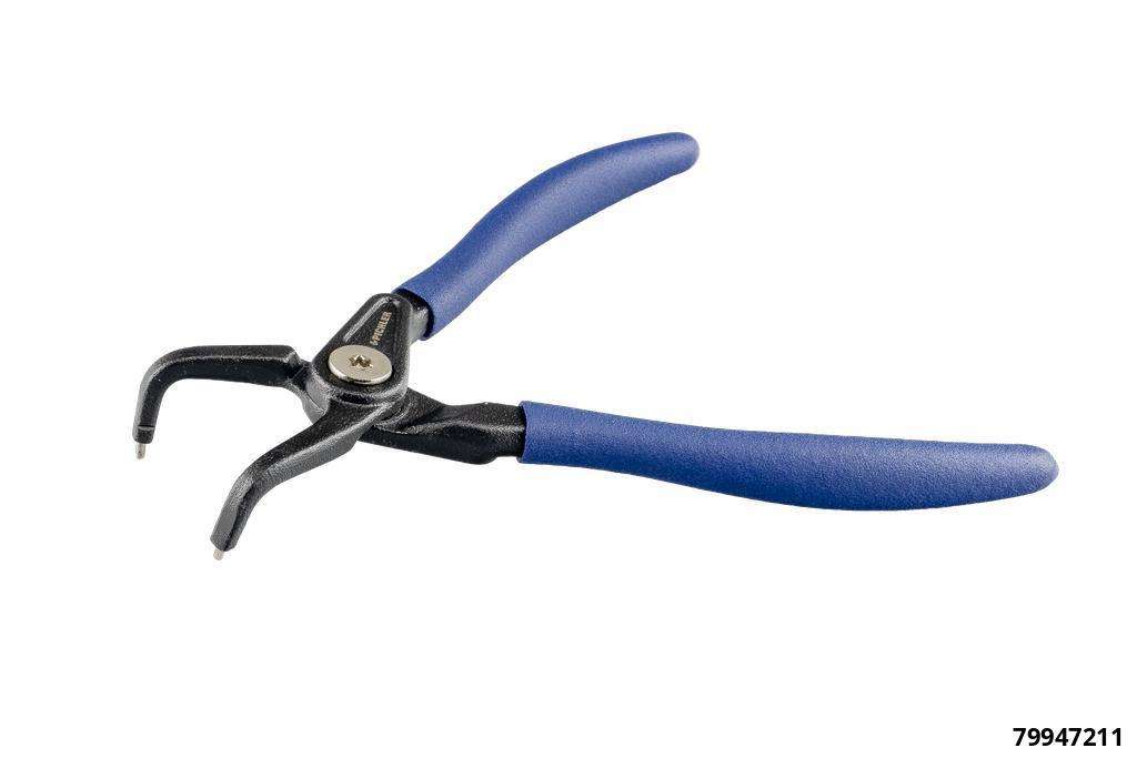 Snap ring pliers, curved, for internal rings, length 180 mm