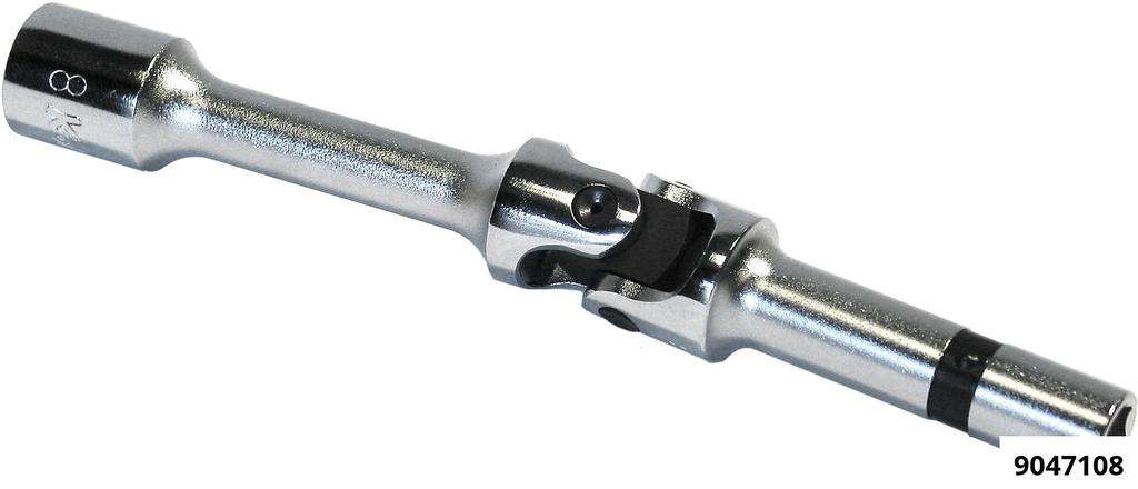 Glow plug socket 8 mm with universal joint