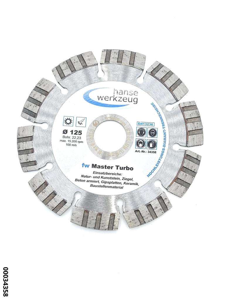 hansewerkzeug Master **TURBO** Diamant- Trennscheibe 125 x 22,3mm