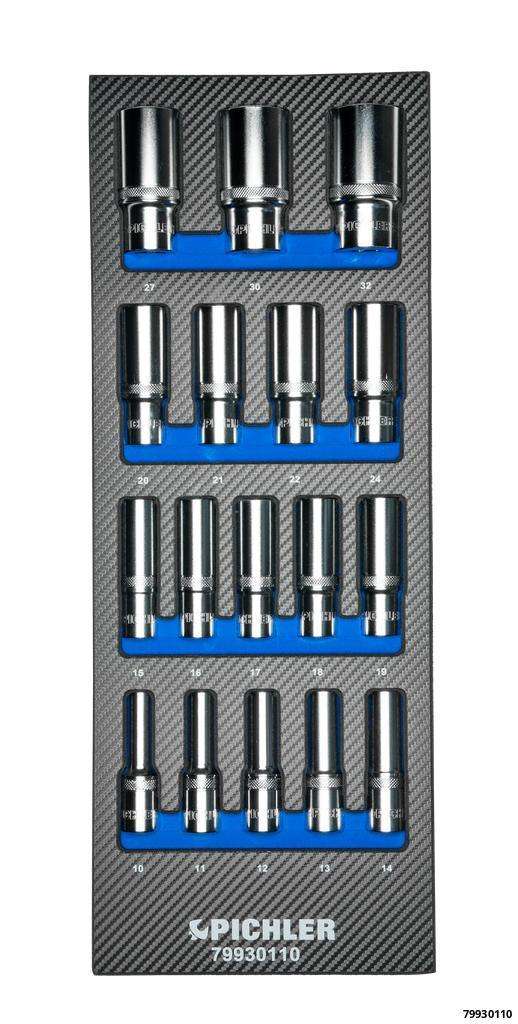 Douilles longues 1/2", 17 pcs.
