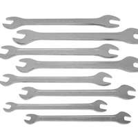 Double open-end spanner set, 8 pcs., extra flat