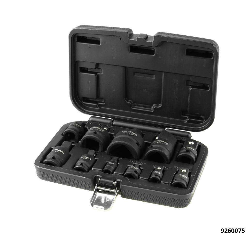 Jeu d'adaptateurs choc de 11 pcs, réducteurs et rotules 3/8", 1/2", 3/4"