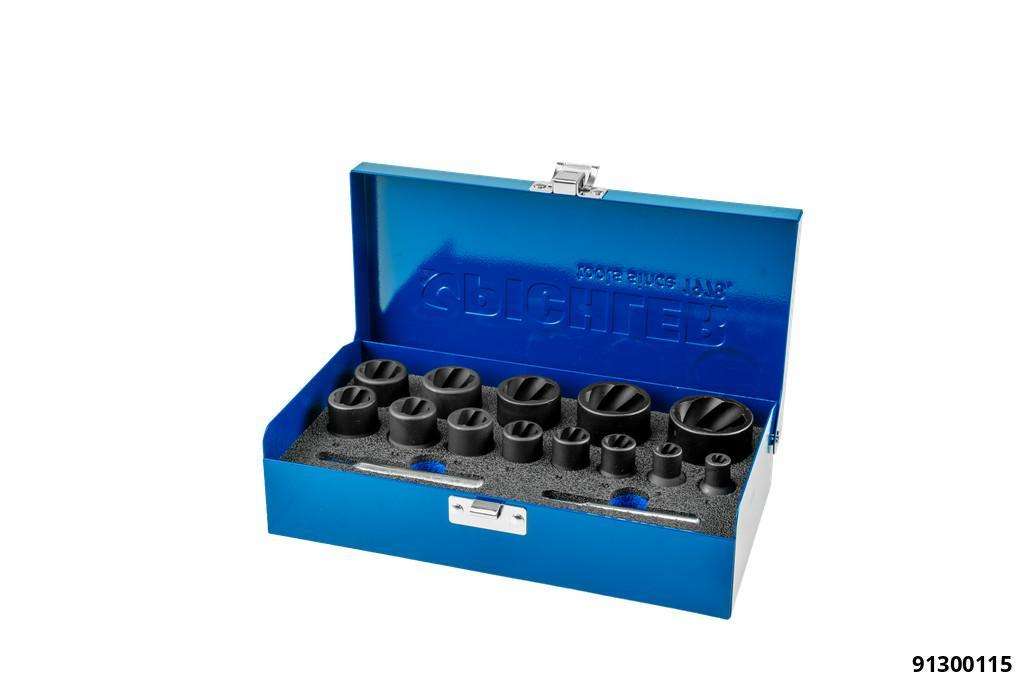 Ausdreher Set TWIST SOCKET, 15-tlg. 1/4":  6, 8, 10, 11, 12 mm 1/2": 13,14,15,17,19,21,24,27 mm