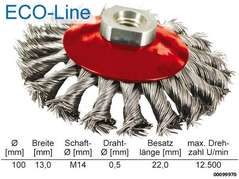 Gez. Kegelbürste  100mm  M14 Aufnahme  "ECO-LINE"