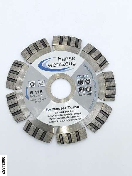 hansewerkzeug Master**TURBO** Diamant- Trennscheibe 115 x 22,3mm