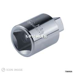 Reduction adapter drive: 3/8", output: 1/2", length: 35 mm