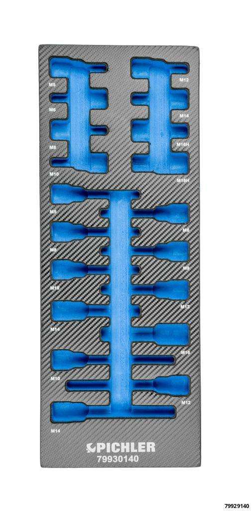 Einlage für 79930140 Steckschlüsseleinsätze 1/2" Vielzahn, 19-tlg., 188x495x32 mm