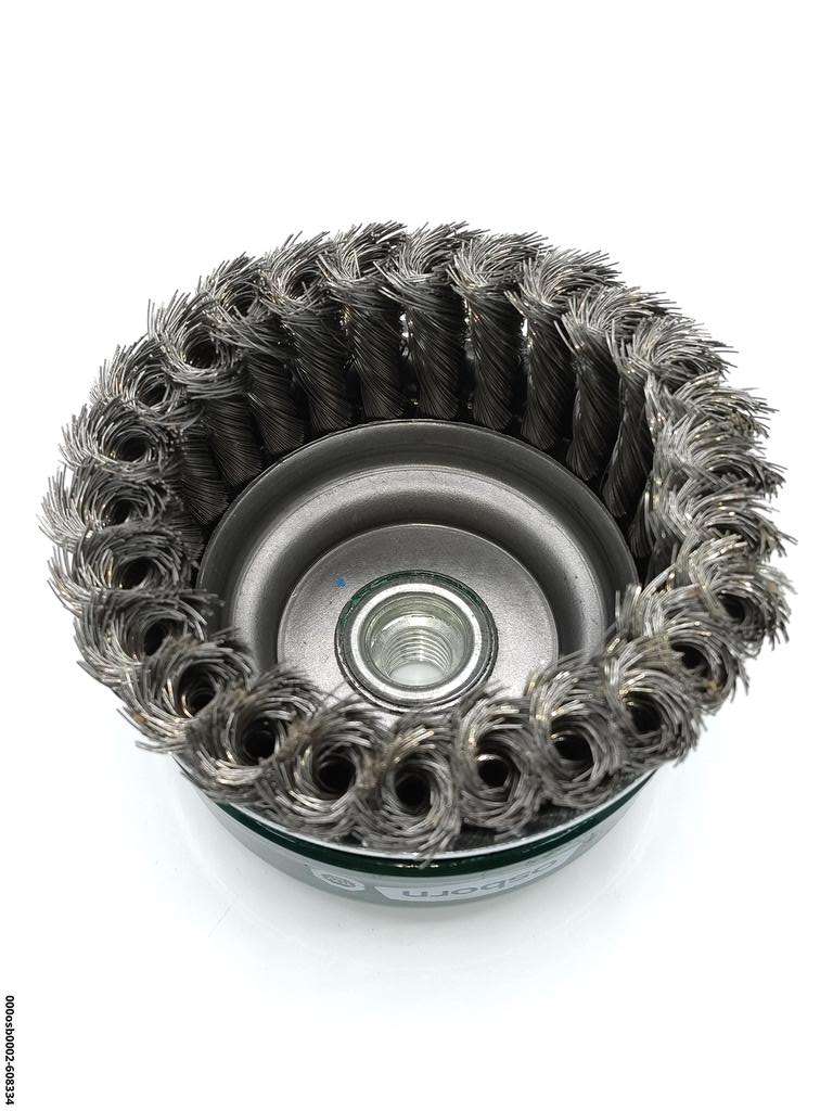 Topfbürste, gezopft,  100 mm M14 x 2,0 VA / 0,35  Drahtstärke