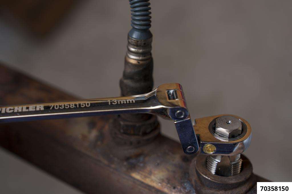 Double joint ratchet open-end wrench 13 mm, Fine-toothed, 120 teeth