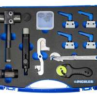 Brake line service set, 14 pcs., incl. flaring tool, bending device, holding clamps and pipe cutter