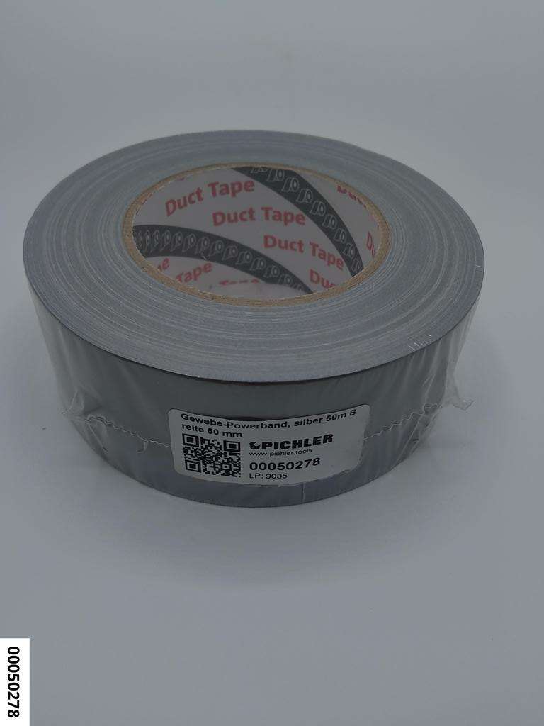 Gewebe-Powerband, silber 50m Breite 50 mm