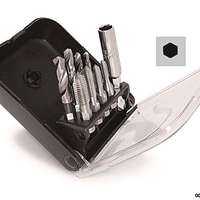 Kombi-Gewindebohrer Bits 7-tlg. M3-M10 mit Halter.