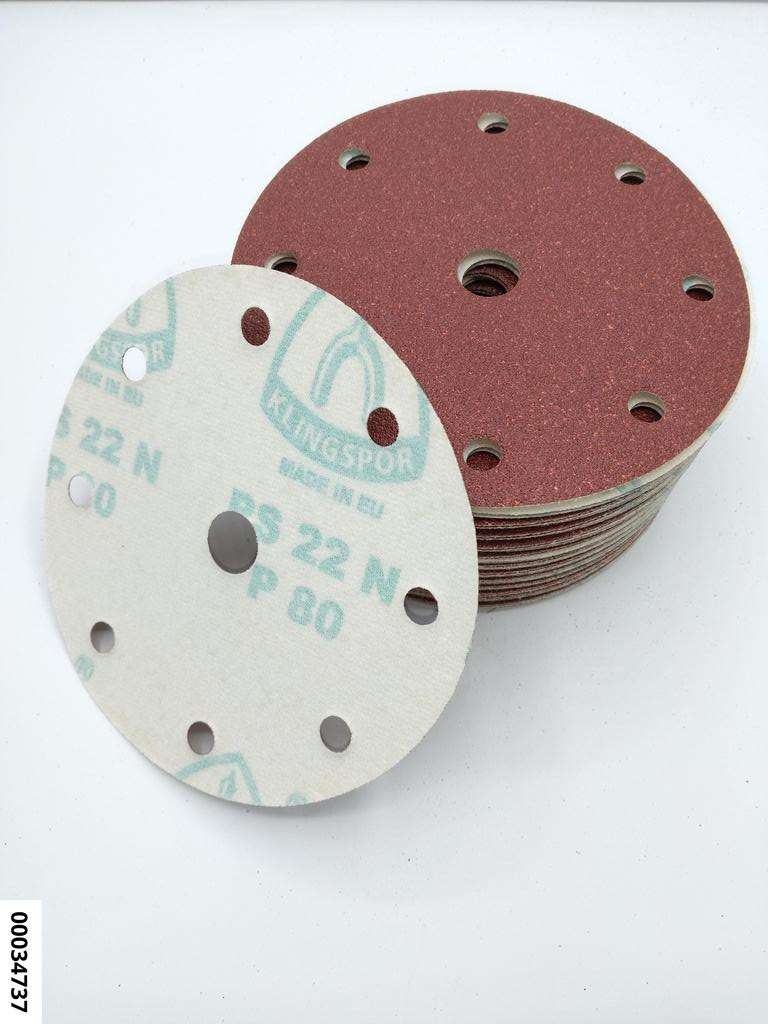 hansewerkzeug Schleifpapier kletthaftend  150mm, Korn 80, Lochform GLS1 (VE 50 Stück)