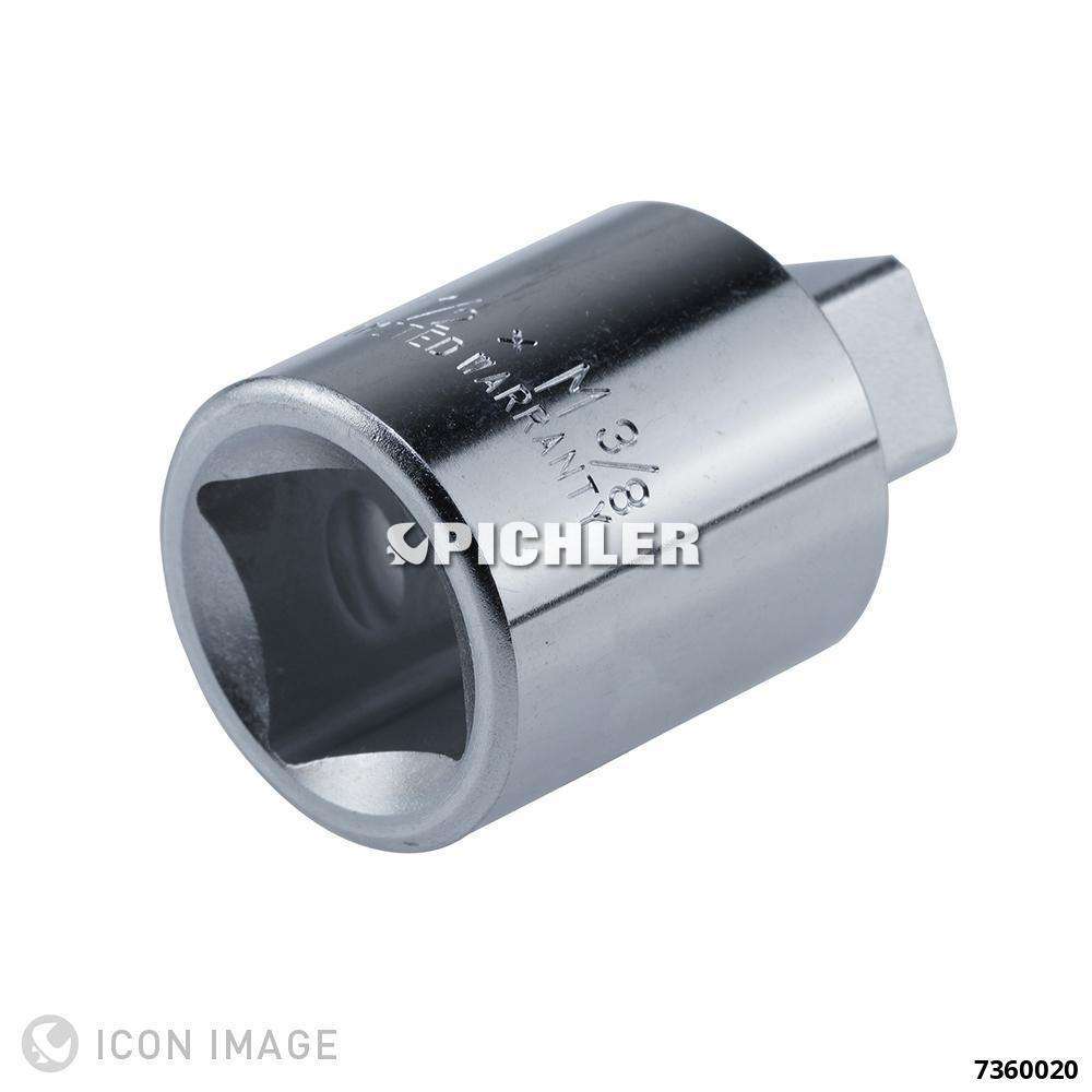 Reduction adapter drive: 3/8", output: 1/2", length: 35 mm