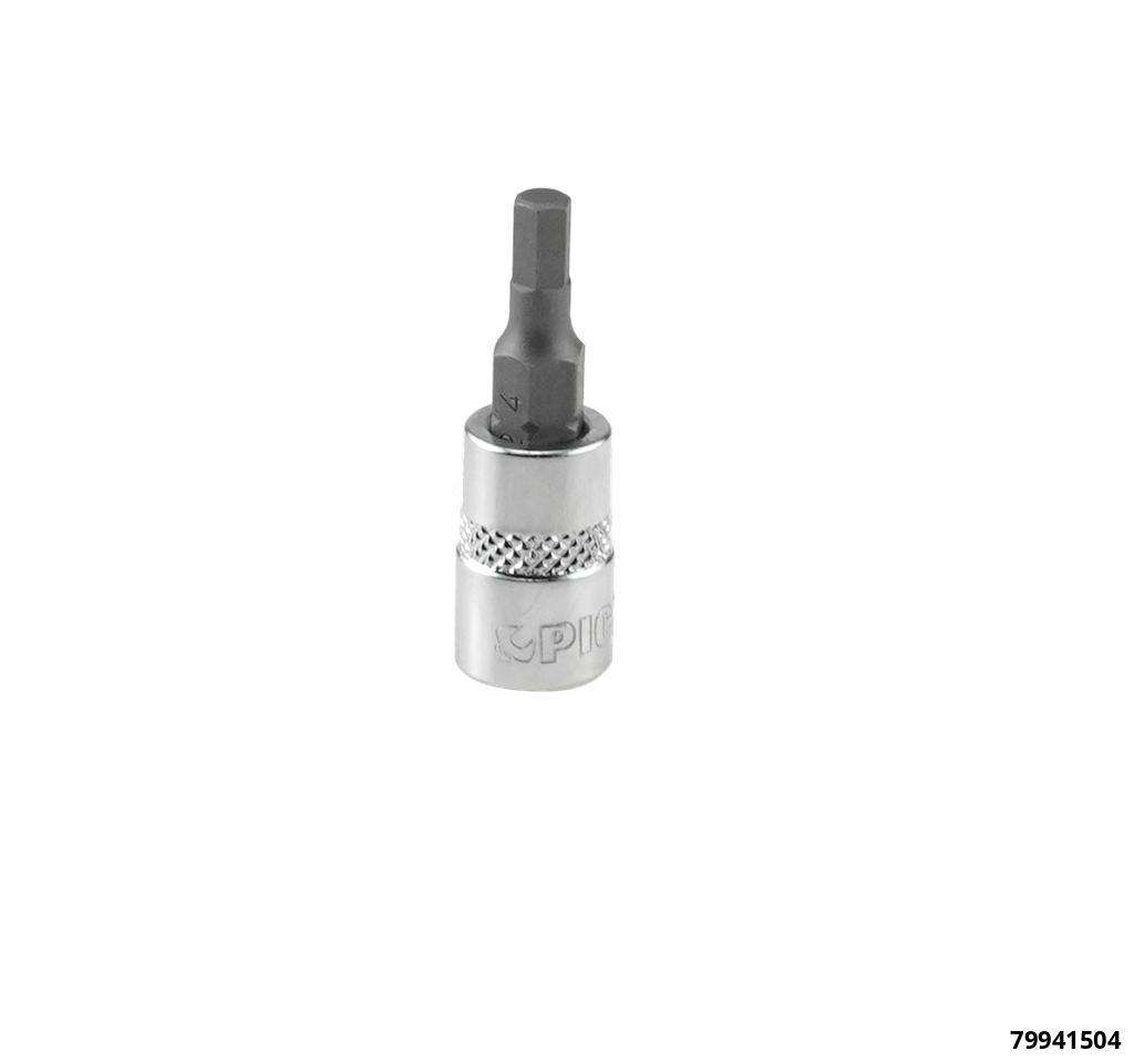 Socket 1/4", hex bit, 4 mm, length 37 mm