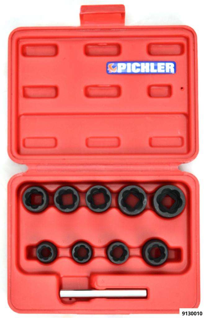 Kit d’extracteurs Twist Socket, 9 pcs. 3/8", 10-19 mm