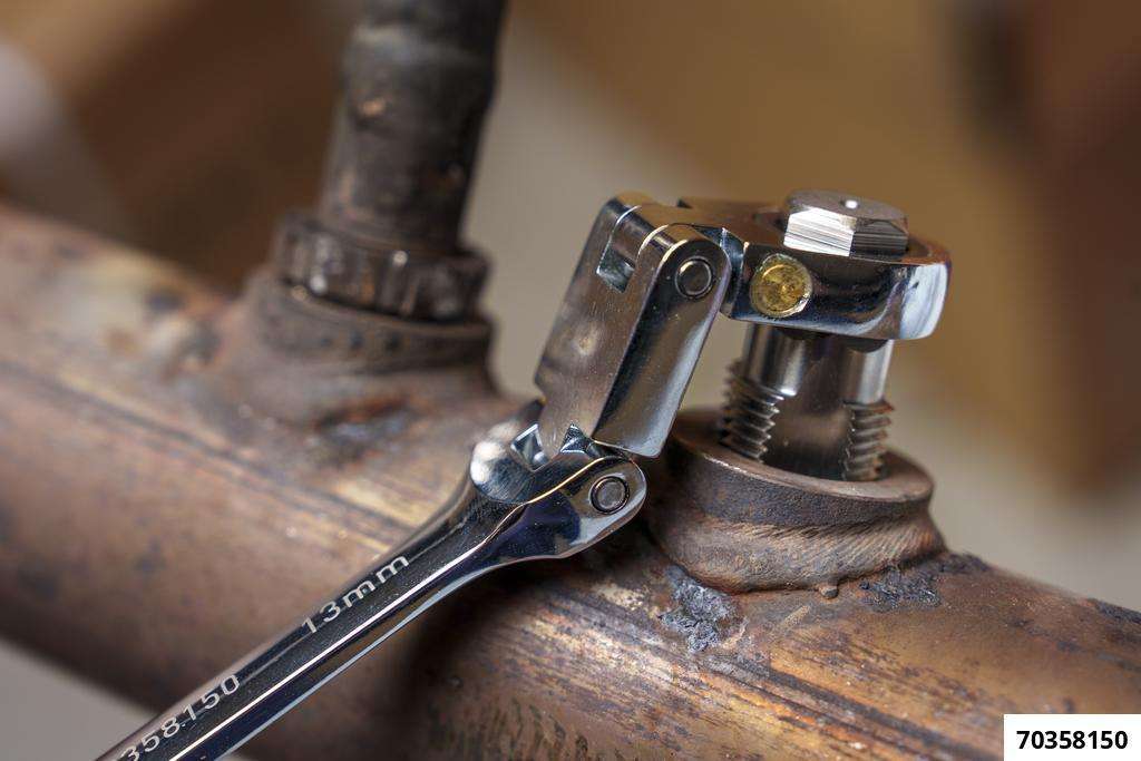 Double joint ratchet open-end wrench 13 mm, Fine-toothed, 120 teeth