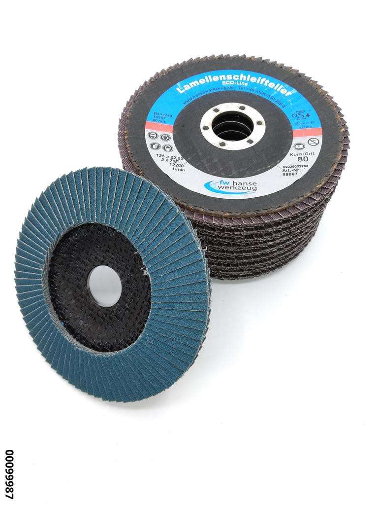 hansewerkzeug 10er-Pack Lamellenschleifteller "Eco-Line"  gekröpft 125 mm K80 (VE10)