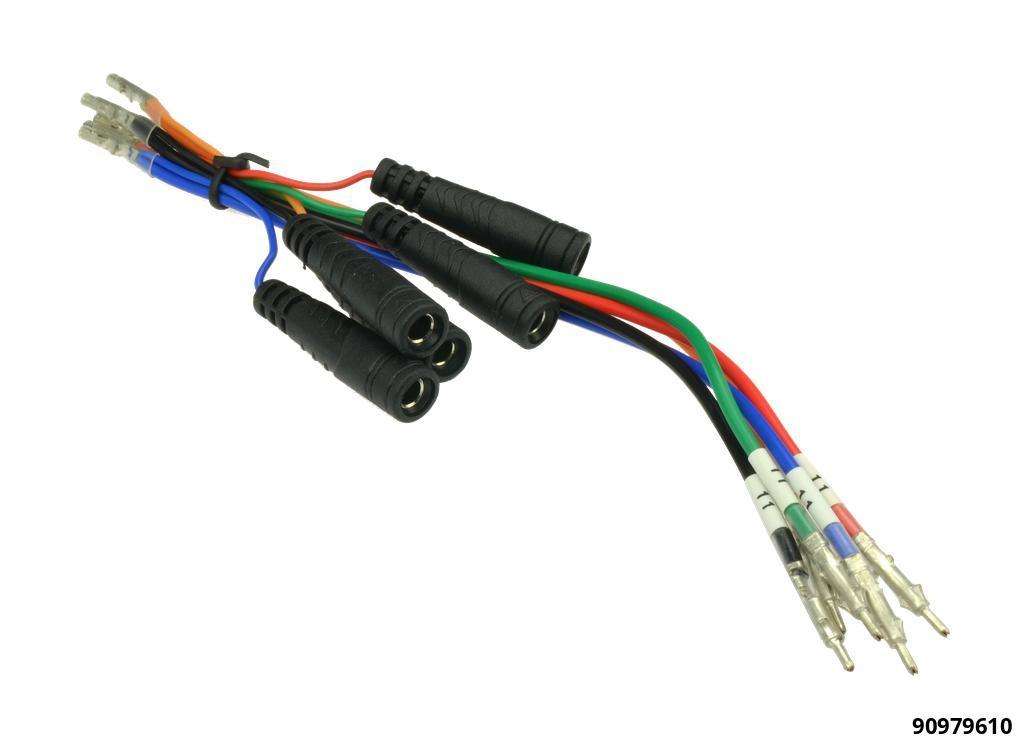 Kabelschuhverzweigung Nr.11 - 5-fach 1,3mm Buchse auf 1,3mm Stift und 4,0mm Bananenbuchsen Ausgangskabel