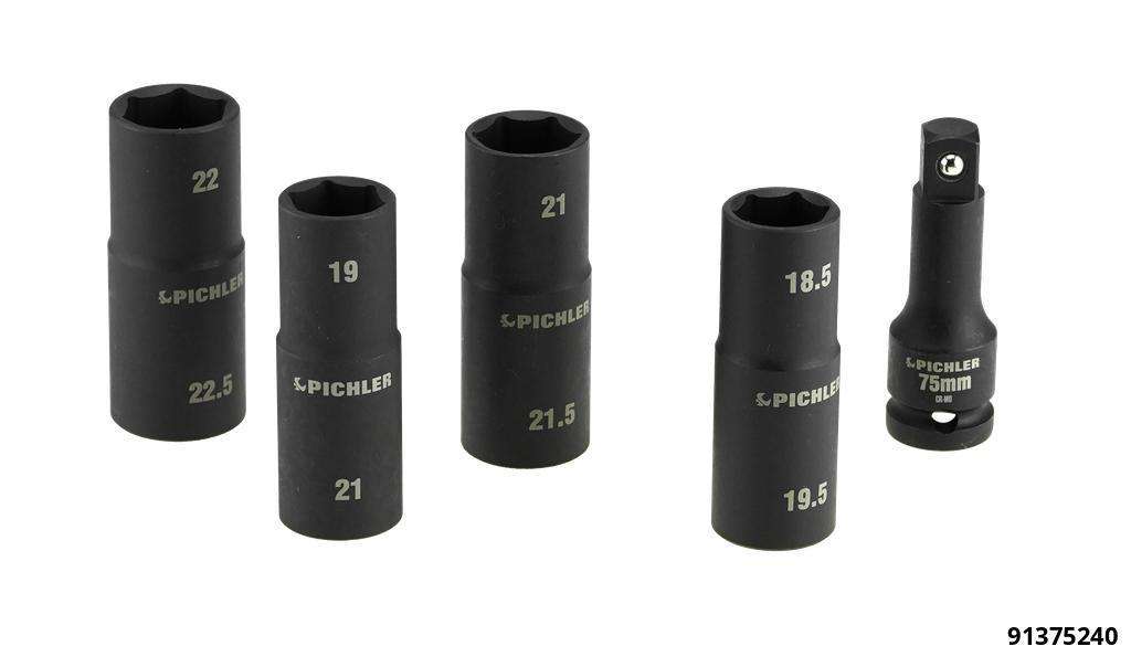 Radmuttern-Lösewerkzeug Set 5-tlg. 18,5x19,5/21,0x21,5/22,5x23,5/27,0x27,5