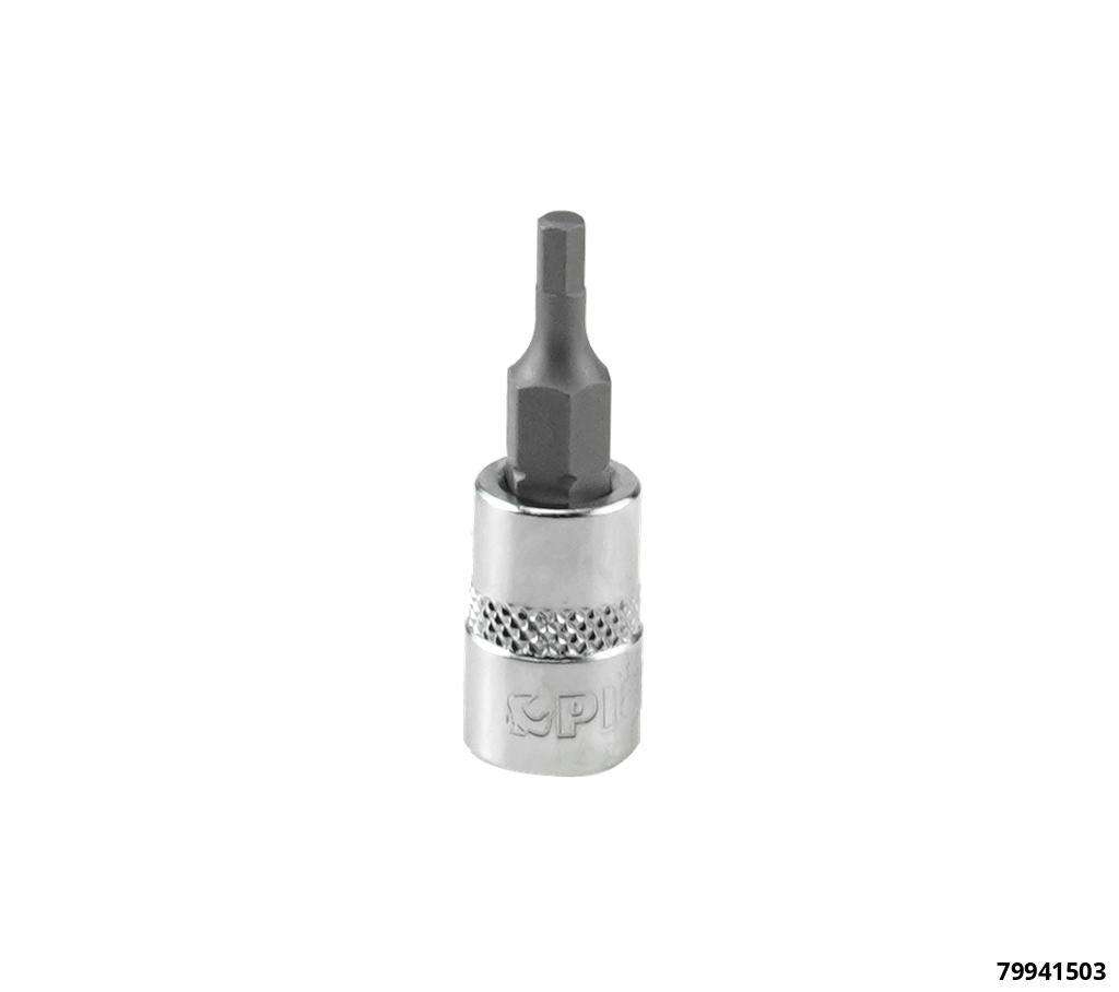 Socket 1/4", hex bit, 3 mm, length 37 mm