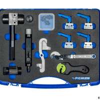 Brake line service set, 14 pcs., incl. flaring tool, bending device, holding clamps and pipe cutter