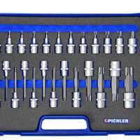 Jeu d'embouts Torx 1/2" de 25 pcs. TX20 à TX100, Longueur 55mm,100mm,140mm