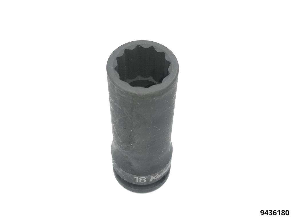 Douille choc longue 1/2" 18mm, 12 pans