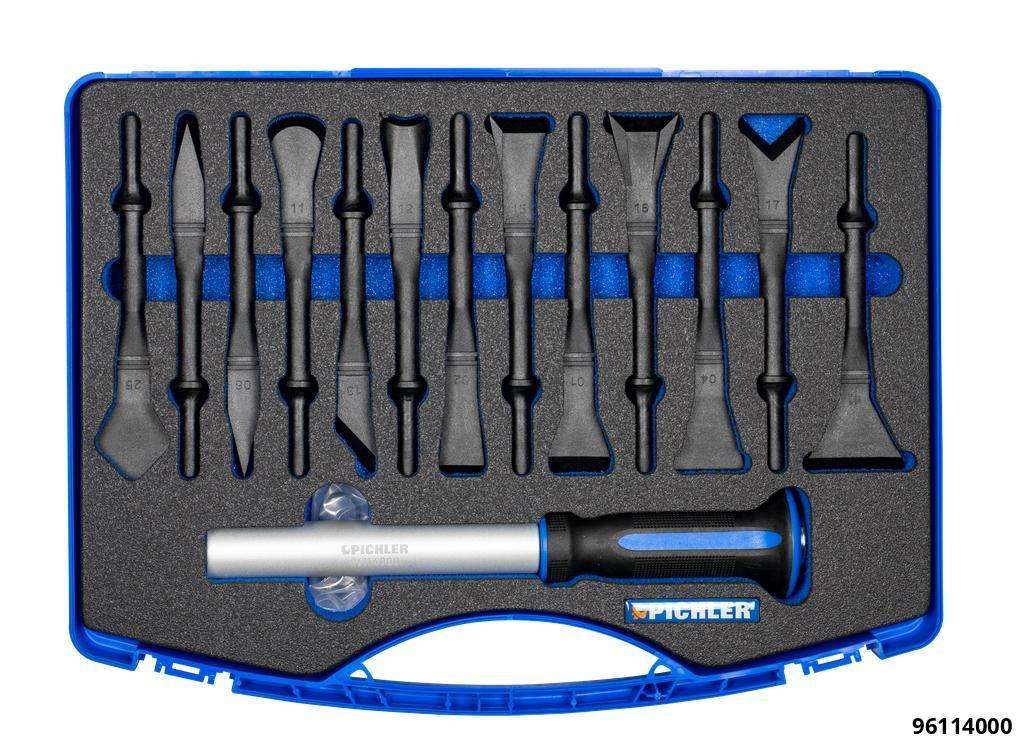 Plastic impact tool set, 14 pcs., with adapter handle