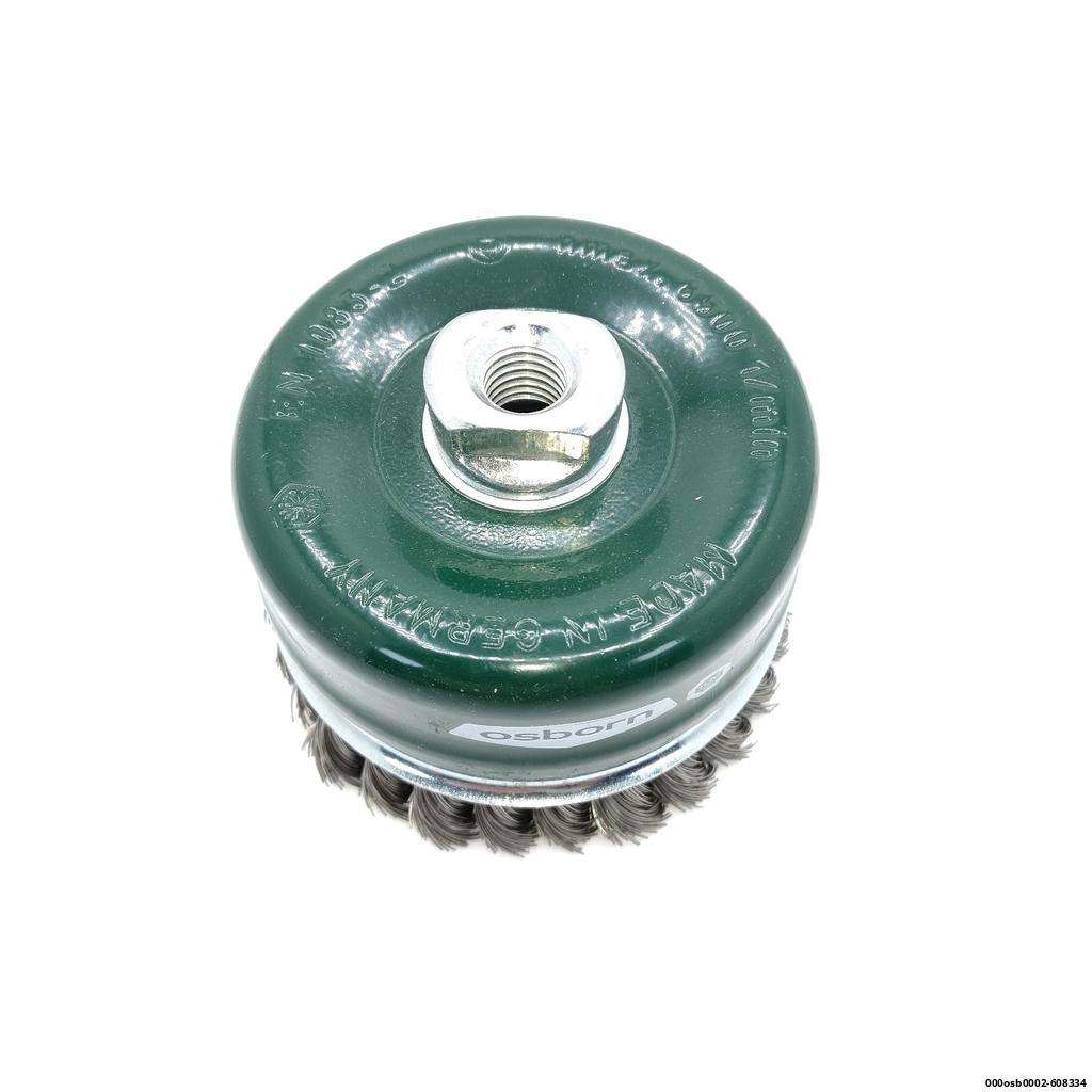 Topfbürste, gezopft,  100 mm M14 x 2,0 VA / 0,35  Drahtstärke