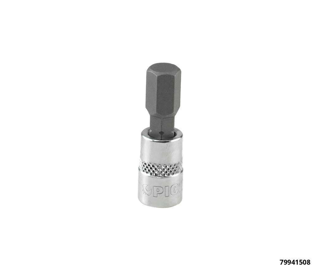 Socket 1/4", hex bit, 8 mm, length 37 mm