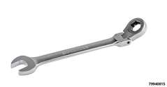Ratchet ring wrench with joint, 15 mm, snowflake profile, 72 teeth
