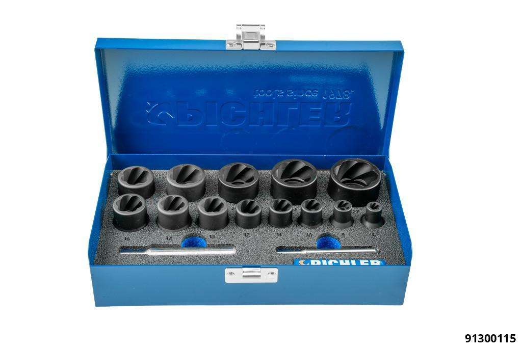 Ausdreher Set TWIST SOCKET, 15-tlg. 1/4":  6, 8, 10, 11, 12 mm 1/2": 13,14,15,17,19,21,24,27 mm