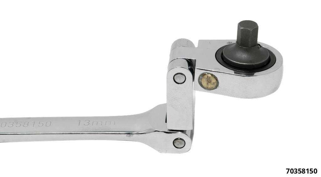 Double joint ratchet open-end wrench 13 mm, Fine-toothed, 120 teeth