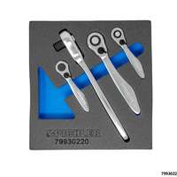 MINI-Knarrenset, 4-tlg., 1/4" Bit 1/4" / 3/8" / 1/2" - 120 Zähne, feinstverzahnt