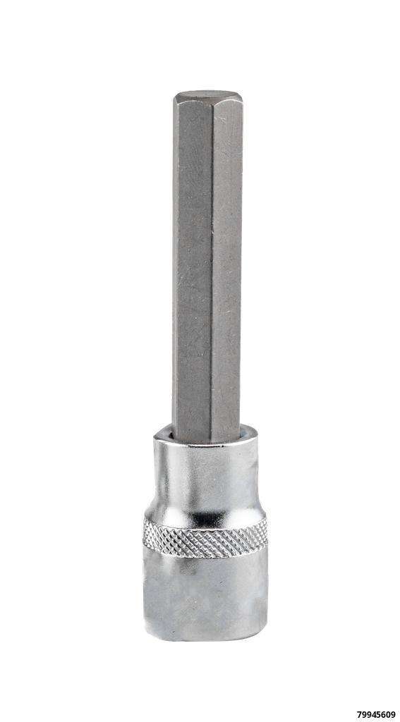 1/2" Socket Bit, Hexagon Interior, 9 mm, Length 100 mm
