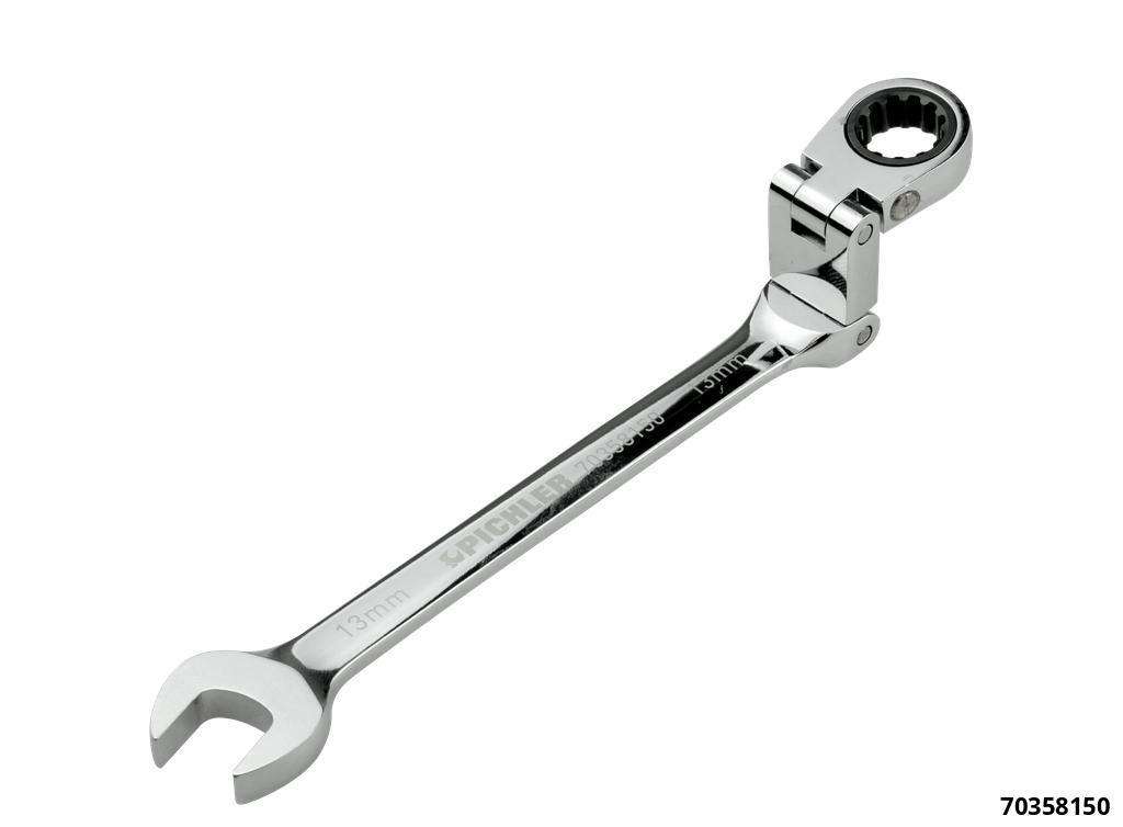 Double joint ratchet open-end wrench 13 mm, Fine-toothed, 120 teeth