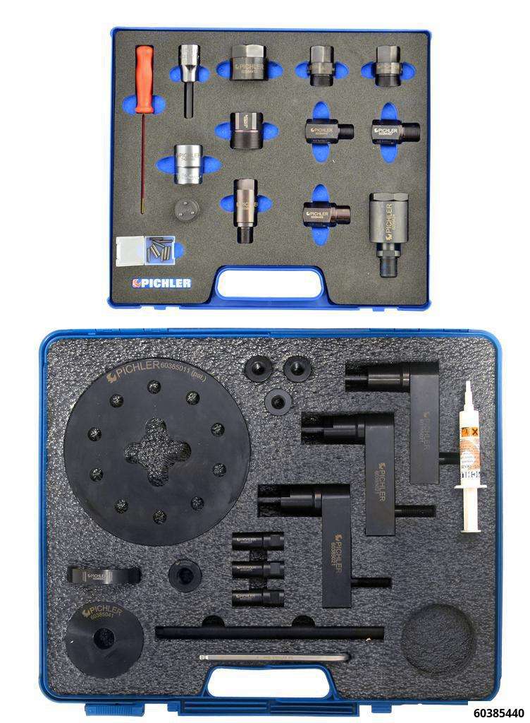 Injektor Demontagesatz Mod.UNI ohne Hydr. Hohlkolbenzylinder 12t mit Adapterset (Bosch, Denso, Siemens, Delphi)