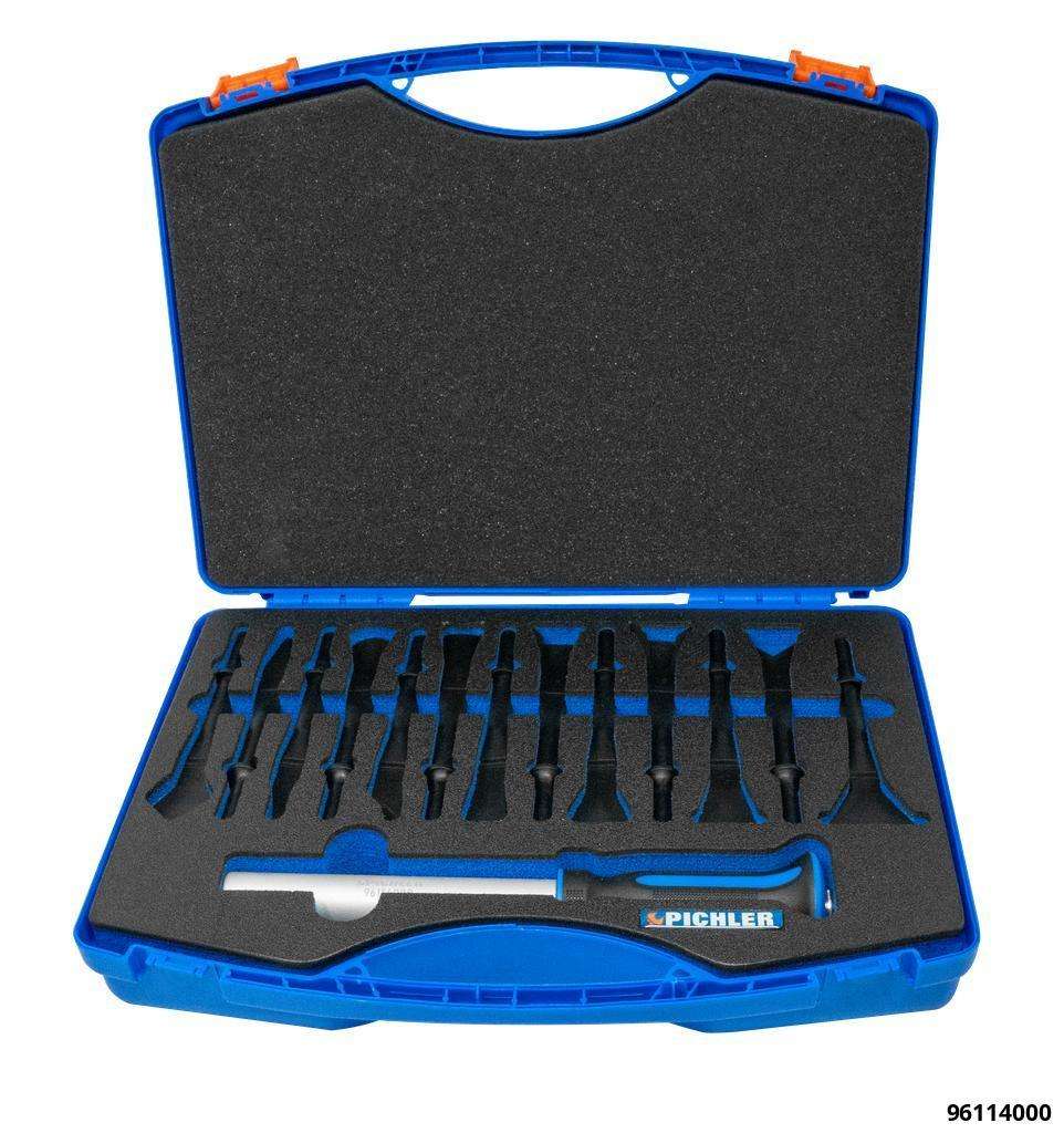 Plastic impact tool set, 14 pcs., with adapter handle