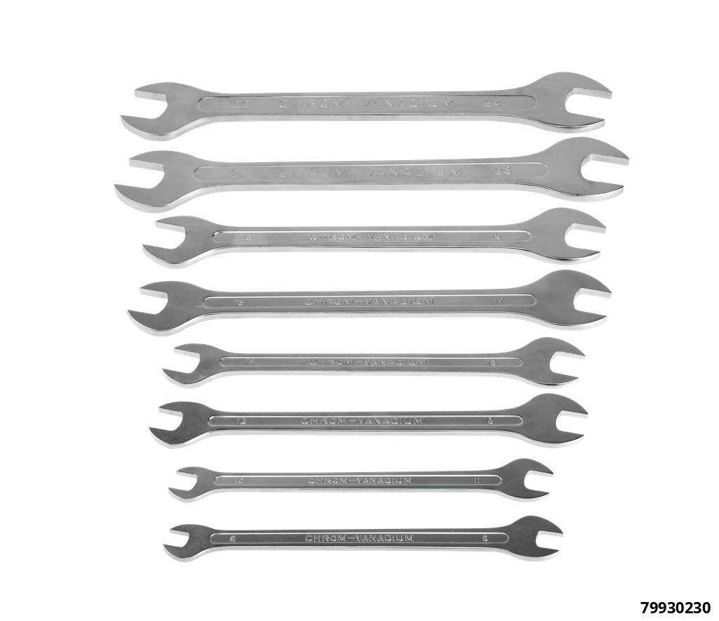Double open-end wrench, 8 pcs., extra thin