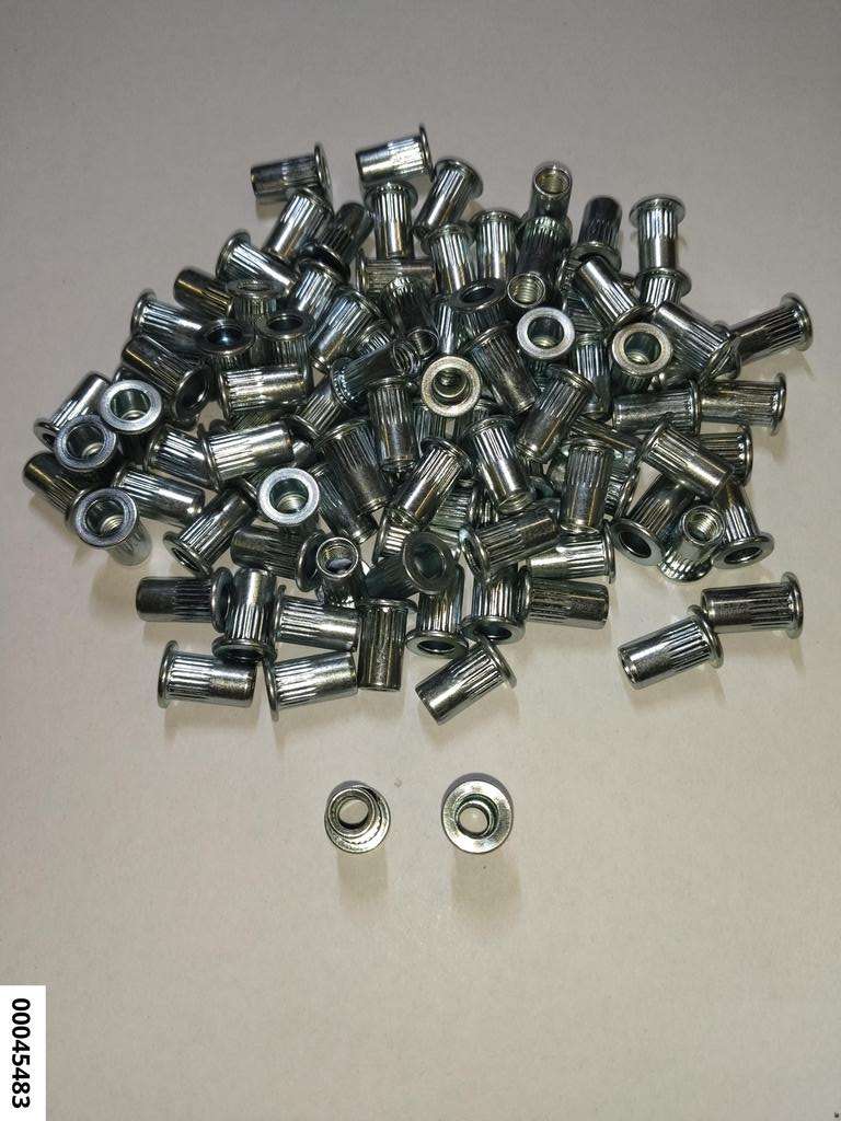 hansewerkzeug Stahl-Einnietmuttern mit Flachrundkopf M5 (0.5-3.0) VPE 100 Stück