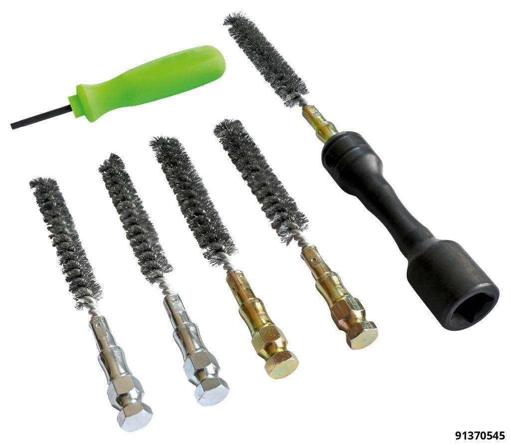 Reinigungssatz für Radnabeninnengewinde für Radbolzen M12-M14 Betätigung 1/2" ohne Magnethalterung